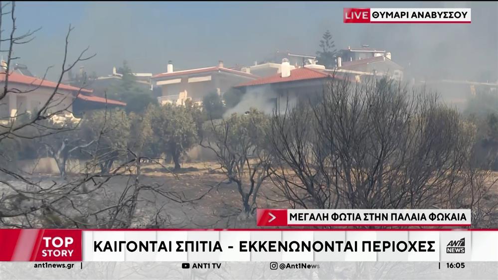 Μεγάλη πυρκαγιά στην Παλαιά Φώκαια - Καίγονται σπίτια